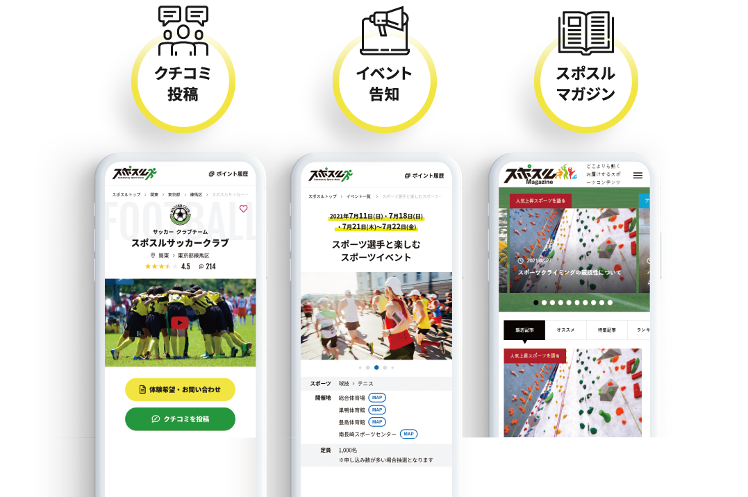 クチコミ投稿　イベント告知　スポスルマガジン